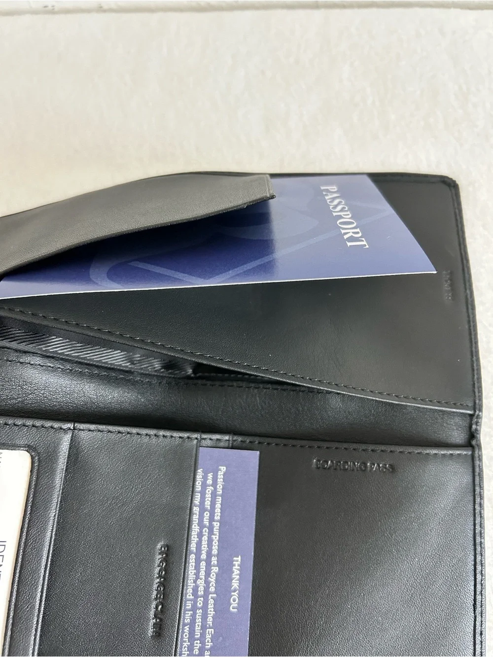 Leather Travel Wallet Passport Airline Ticket Case Royce Billfold ID Holder